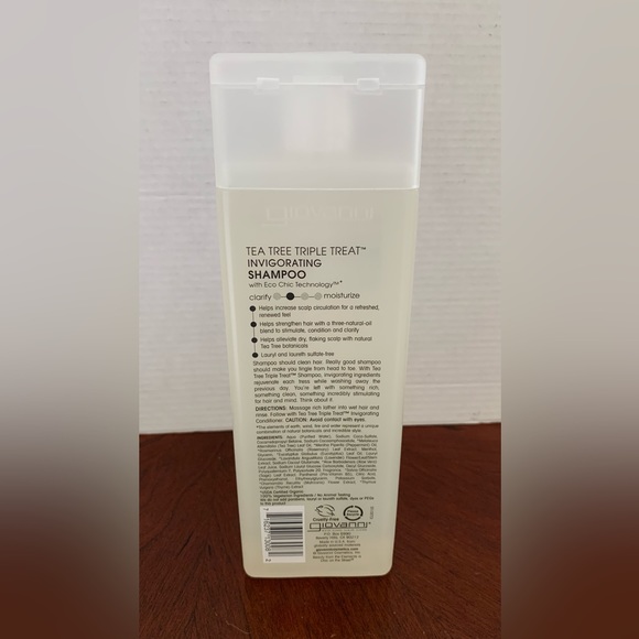Giovanni vegan shampoo all hair types 250 ml Tea Tree Triple Treat Botanical Oil - Picture 3 of 3